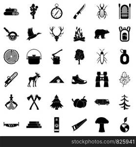 Outdoor icons set. Simple style of 36 outdoor vector icons for web isolated on white background. Outdoor icons set, simple style