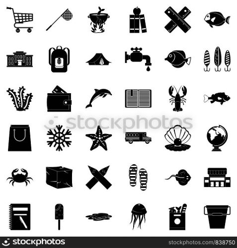 Outdoor icons set. Simple style of 36 outdoor vector icons for web isolated on white background. Outdoor icons set, simle style