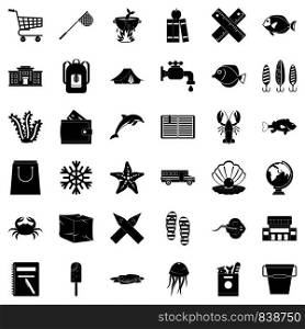 Outdoor icons set. Simple style of 36 outdoor vector icons for web isolated on white background. Outdoor icons set, simle style