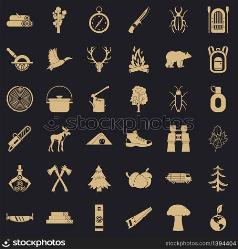 Outdoor icons set. Simple style of 36 outdoor vector icons for web for any design. Outdoor icons set, simple style