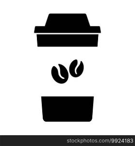 Outdoor Paper Cofee Cup Icon. Black Glyph Design. Vector Illustration.