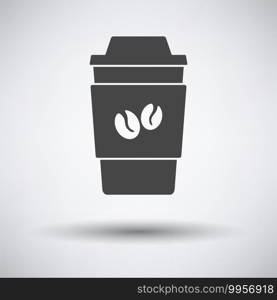 Outdoor Paper Cofee Cup Icon. Dark Gray on Gray Background With Round Shadow. Vector Illustration.