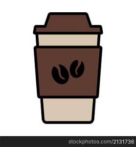 Outdoor Paper Cofee Cup Icon. Editable Bold Outline With Color Fill Design. Vector Illustration.