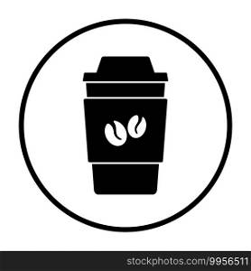 Outdoor Paper Cofee Cup Icon. Thin Circle Stencil Design. Vector Illustration.