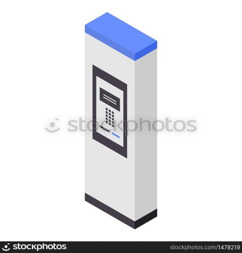Outdoor payment kiosk icon. Isometric of outdoor payment kiosk vector icon for web design isolated on white background. Outdoor payment kiosk icon, isometric style
