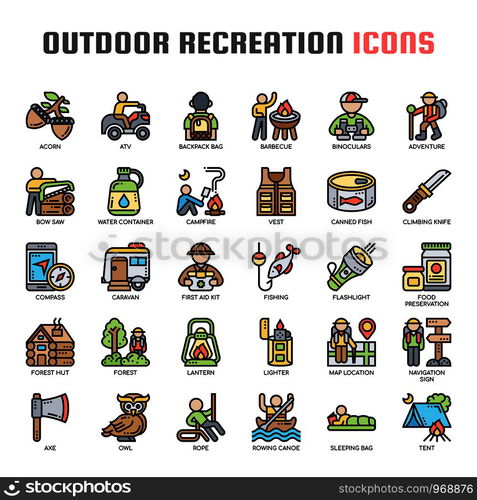 Outdoor Recreation , Thin Line and Pixel Perfect Icons