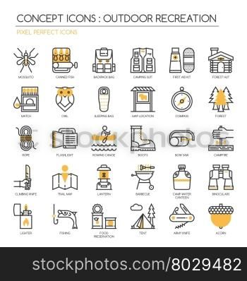 Outdoor Recreation , thin line icons set , Pixel Perfect Icons