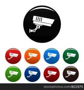 Outdoor security icons set 9 color vector isolated on white for any design. Outdoor security icons set color