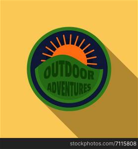 Outdoor sun adventures logo. Flat illustration of outdoor sun adventures vector logo for web design. Outdoor sun adventures logo, flat style