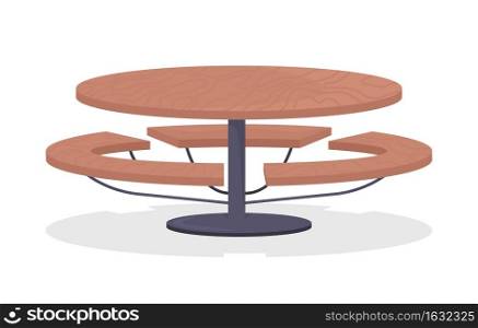 Outdoor table semi flat color vector item. Realistic object on white. Seating for lunch. Furniture for outside cafeteria isolated modern cartoon style illustration for graphic design and animation. Outdoor table semi flat color vector item