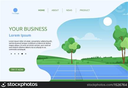 Outdoor Tennis Court Sport Game Recreation Landing Page Web Template