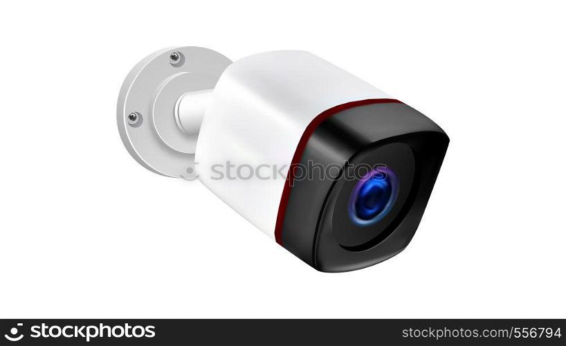 Outdoor Wireless Surveillance Video Camera Vector. Protection Closed-circuit Television Camera For Monitoring Outbuildings Territory. Guard Alarm Record System Realistic 3d Illustration. Outdoor Wireless Surveillance Video Camera Vector