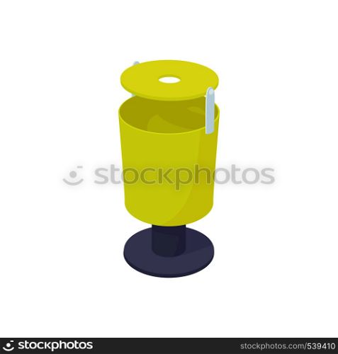 Outdoor yellow bin icon in cartoon style on a white background. Outdoor yellow bin icon, cartoon style