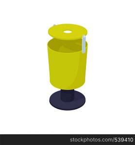 Outdoor yellow bin icon in cartoon style on a white background. Outdoor yellow bin icon, cartoon style