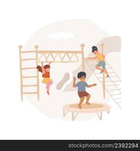 Outdoors playground isolated cartoon vector illustration. Playing outdoors on a playground, physical movement, kids motor development, afterschool fitness, school brake, daycare vector cartoon.. Outdoors playground isolated cartoon vector illustration.