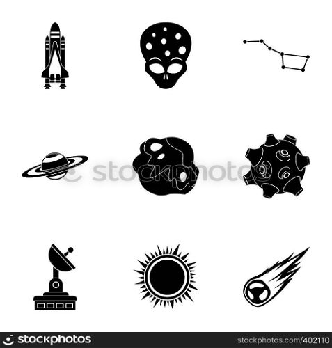 Outer space icons set. Simple illustration of 9 outer space vector icons for web. Outer space icons set, simple style
