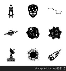 Outer space icons set. Simple illustration of 9 outer space vector icons for web. Outer space icons set, simple style