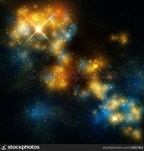 Outer space vector abstrac background with cosmic galaxy and stars. Space and galaxy with star background illustration. Outer space vector abstrac background with cosmic galaxy and stars