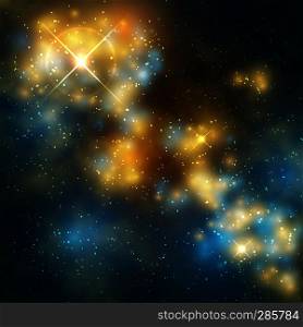 Outer space vector abstrac background with cosmic galaxy and stars. Space and galaxy with star background illustration. Outer space vector abstrac background with cosmic galaxy and stars