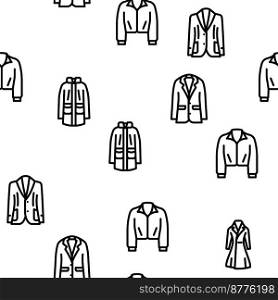 outerwear female clothes girl vector seamless pattern thin line illustration. outerwear female clothes girl vector seamless pattern