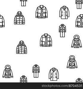 outerwear male clothing casual fashion vector seamless pattern thin line illustration. outerwear male clothing casual fashion vector seamless pattern