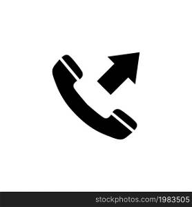 Outgoing Call, Phone Handset with Arrow. Flat Vector Icon illustration. Simple black symbol on white background. Outgoing Call, Handset with Arrow sign design template for web and mobile UI element. Outgoing Call, Phone Handset with Arrow. Flat Vector Icon illustration. Simple black symbol on white background. Outgoing Call, Handset with Arrow sign design template for web and mobile UI element.