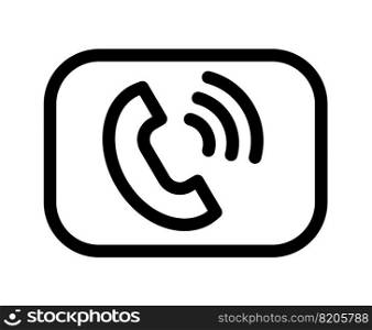 Outgoing call phone monoline vector logo icon in trendy flat style. Sign isolated on white background. Telephone symbol illustration.. Outgoing call phone monoline vector logo icon in trendy flat style. Sign isolated on white background. Telephone symbol illustration