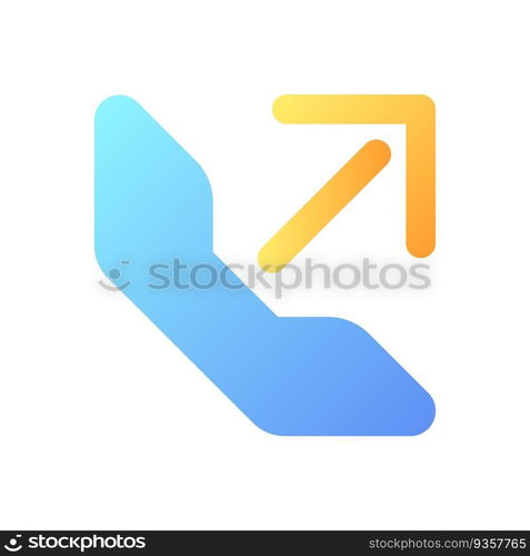 Outgoing call pixel perfect flat gradient color ui icon. Calling via messenger. Online communication. Simple filled pictogram. GUI, UX design for mobile application. Vector isolated RGB illustration. Outgoing call pixel perfect flat gradient color ui icon