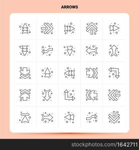 OutLine 25 Arrows Icon set. Vector Line Style Design Black Icons Set. Linear pictogram pack. Web and Mobile Business ideas design Vector Illustration.