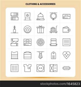 OutLine 25 Clothing & Accessories Icon set. Vector Line Style Design Black Icons Set. Linear pictogram pack. Web and Mobile Business ideas design Vector Illustration.