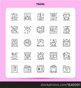 OutLine 25 Travel Icon set. Vector Line Style Design Black Icons Set. Linear pictogram pack. Web and Mobile Business ideas design Vector Illustration.