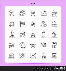 OutLine 25 Usa Icon set. Vector Line Style Design Black Icons Set. Linear pictogram pack. Web and Mobile Business ideas design Vector Illustration.