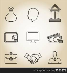 Outline a set of icons business. A vector illustration