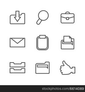 Outline a set of icons on a theme office. Vector illustration