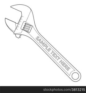 outline adjustable wrench. vector outline dark grey adjustable metal wrench icon