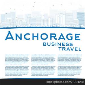 Outline Anchorage (Alaska) Skyline with Blue Buildings and copy space. Business travel concept. Vector Illustration
