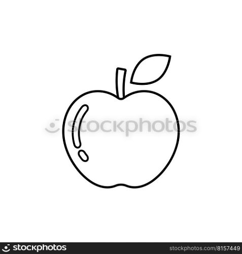 Outline apple vector icon isolated on white background.