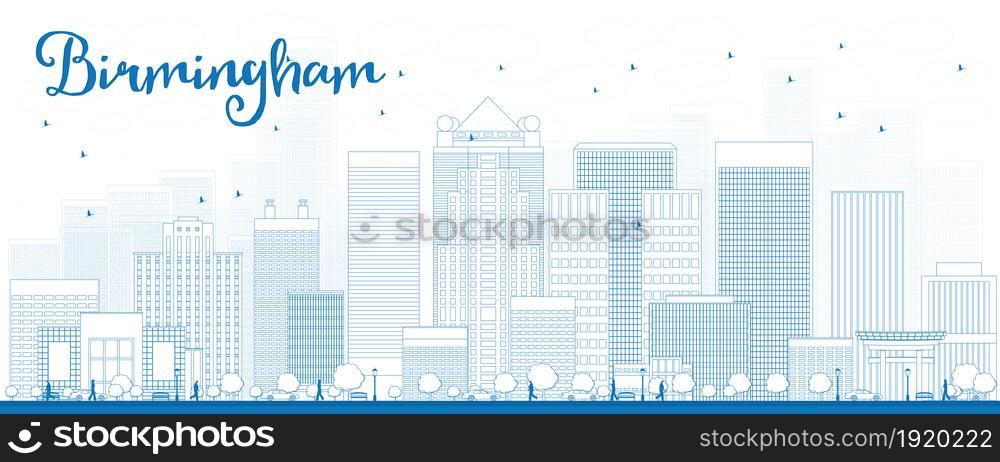 Outline Birmingham (Alabama) Skyline with Blue Buildings. Vector Illustration