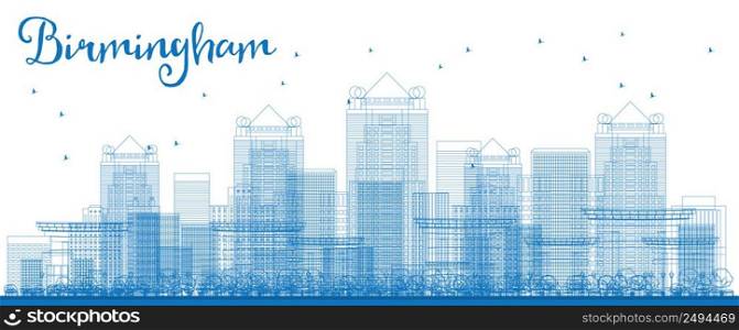 Outline Birmingham  Alabama  Skyline with Blue Buildings. Vector Illustration. Business and tourism concept with skyscrapers. Image for presentation, banner, placard or web site