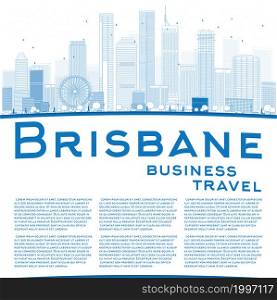 Outline Brisbane skyline with blue building and copy space. Business travel concept. Vector illustration