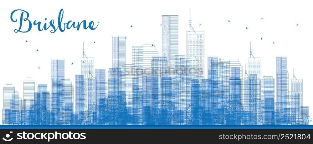 Outline Brisbane skyline with blue building. Vector illustration. Business travel and tourism concept with modern buildings. Image for presentation, banner, placard and web site.