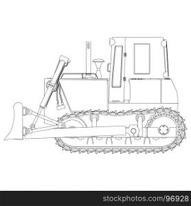 Outline bulldozer construction icon vector excavator tractor equipment road illustration shovel