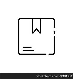Outline cardboard box icon, postal or gift delivery concept.