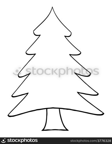 Outline Cartoon Character Christmas Tree