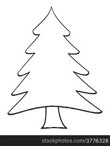 Outline Cartoon Character Christmas Tree
