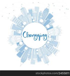 Outline Chongqing Skyline with Blue Buildings and Copy Space. Vector Illustration. Business Travel and Tourism Concept with Modern Architecture. Image for Presentation Banner Placard and Web.