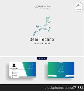 outline deer line art logo vector icon template illustration and business card design - Vector. outline deer line art logo vector icon template - Vector