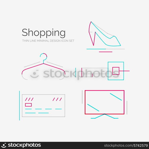 Outline design shopping icon collection, futuristic style