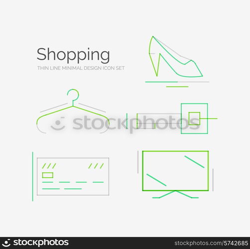 Outline design shopping icon collection, futuristic style