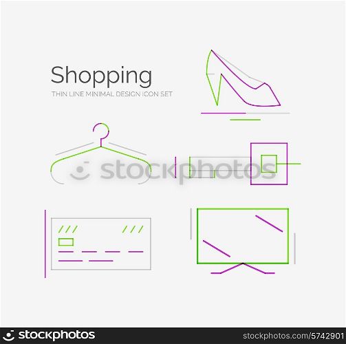 Outline design shopping icon collection, futuristic style